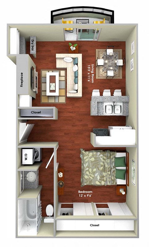 a floor plan of a studio apartment